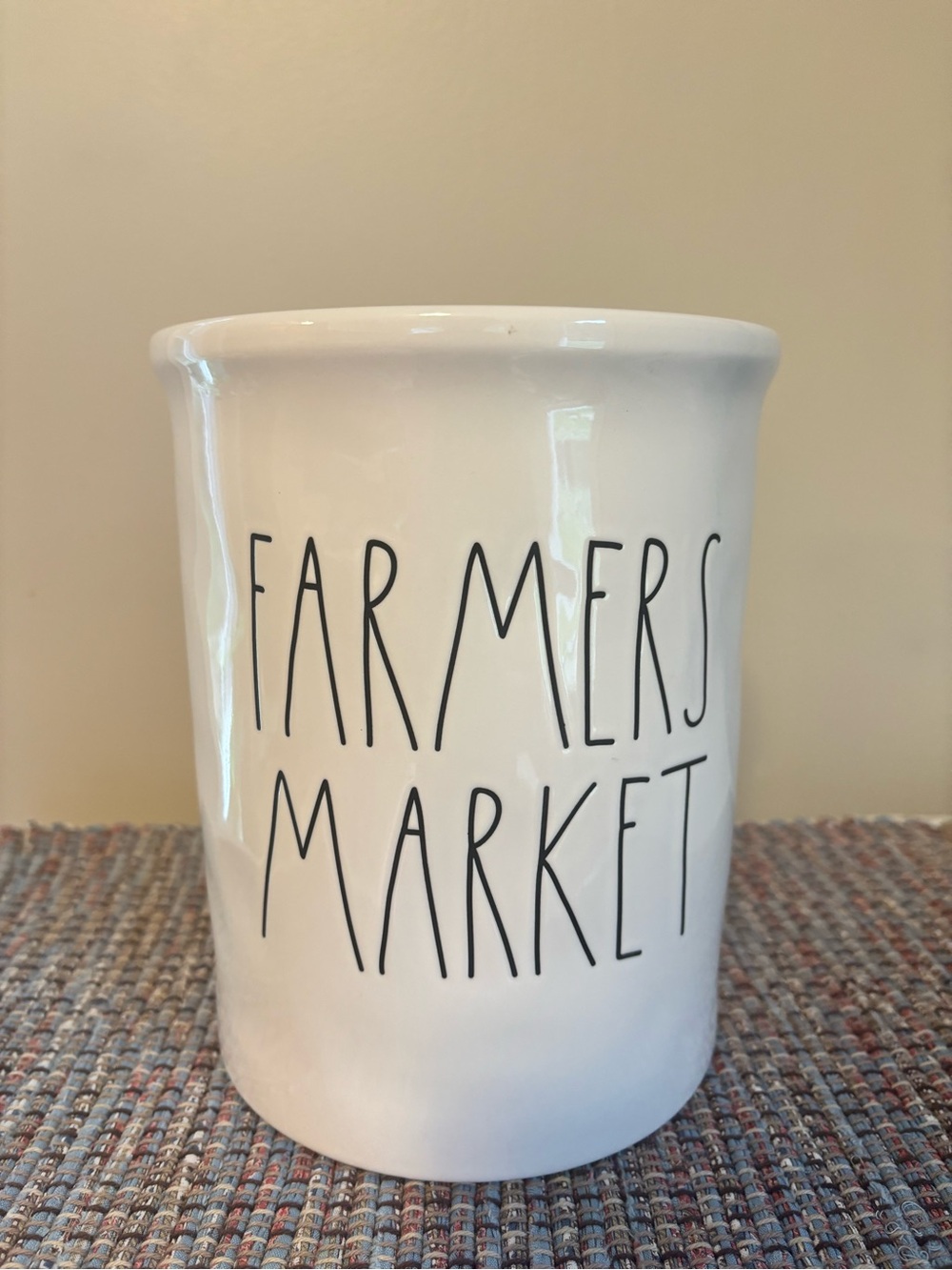 Rae Dunn White Ceramic "Farmers Market" Utensil Holder